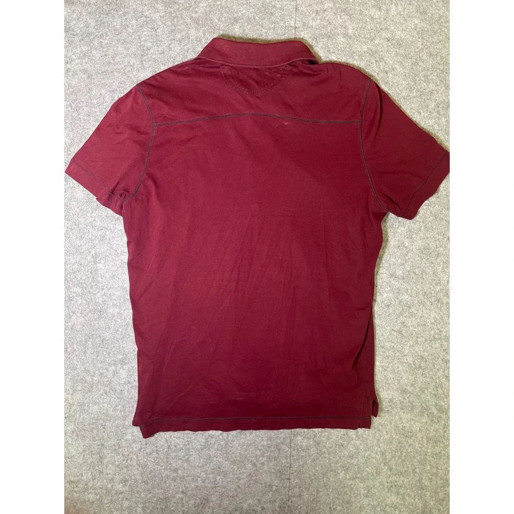 Banana Republic Mens Polo Shirt Large Maroon Burgundy Cotton Short Sleeve Pocket